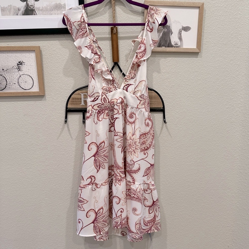 New! Cupshe Boho Mini Dress Paisley Print Size Medium - Picture 2 of 16
